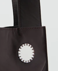 Mango Women's Double-Handle Leather Shoulder Bag