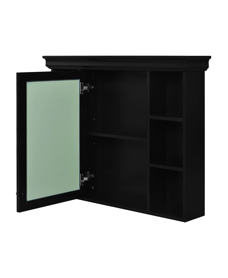 Streamdale Black Wall-Mounted Bathroom Cabinet with Mirror and Shelves
