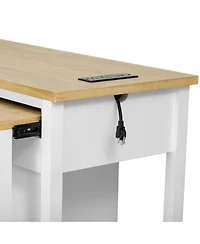 Streamdale 47" Extendable Kitchen Island with Storage, Power Outlet