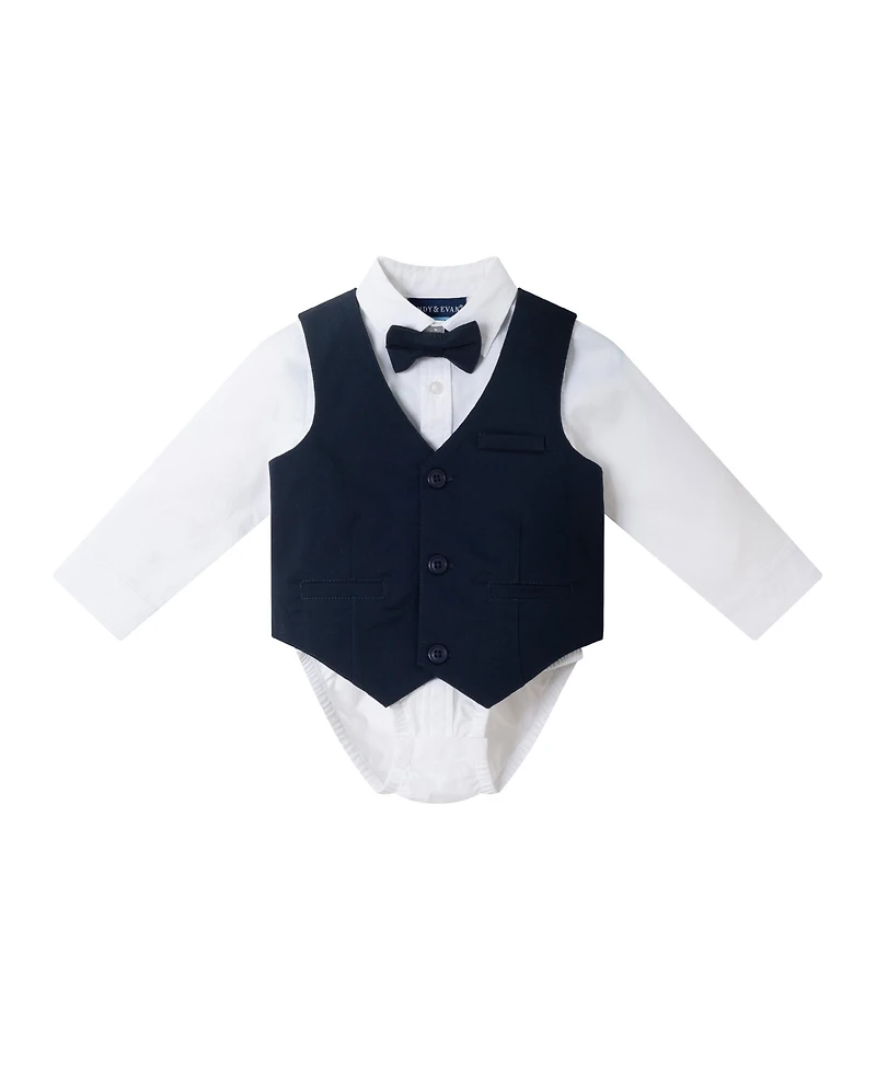 Andy & Evan Baby Boys Blue Seersucker Buttondown and Vest Set