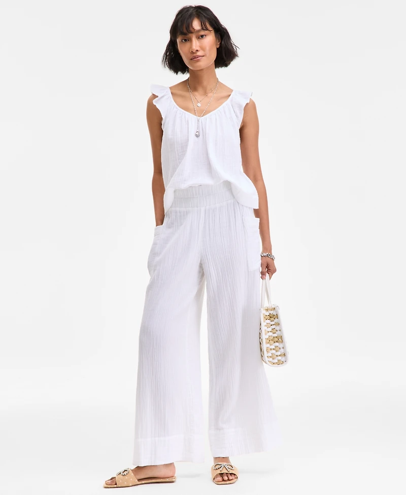 On 34th Women's Cotton Gauze Pull-On Pants, Exclusively at Macy's
