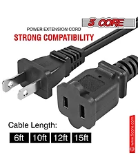 5 Core Ac Power Cord 10 Ft • 2 Prong Extension Adapter • 16AWG/2C 125V 13A • Us Polarized Male to Female Outlet Extension Cable B