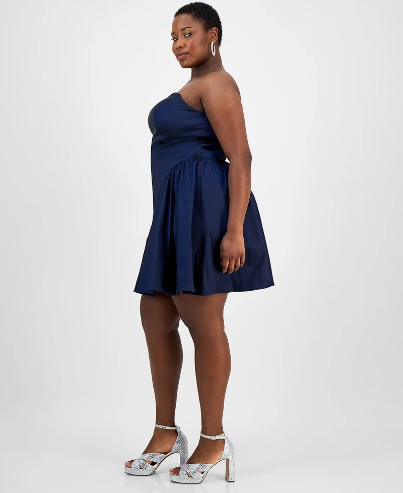Emerald Sundae Trendy Plus Strapless Taffeta Dress