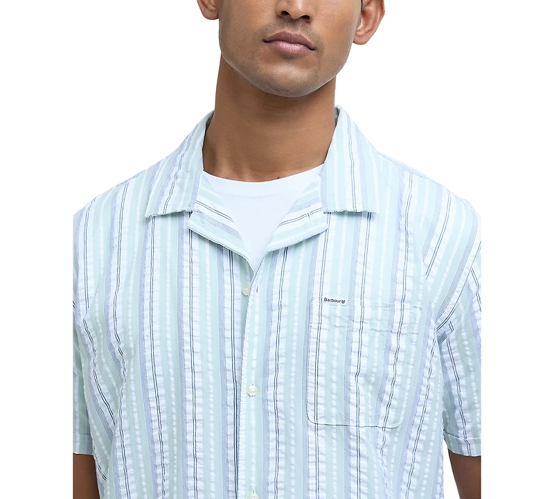 Barbour Men's Beechcroft Short Sleeve Striped Button-Front Camp Shirt