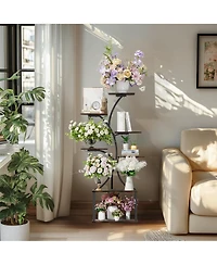 Unho Vintage Tree-Shaped Metal Plant Flower Holder Multiple Shelves Display Stand