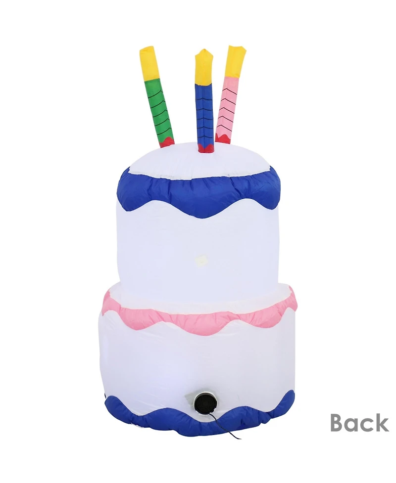 4-Foot Happy Birthday Cake Inflatable Decoration - Fan Blower and Led Lights