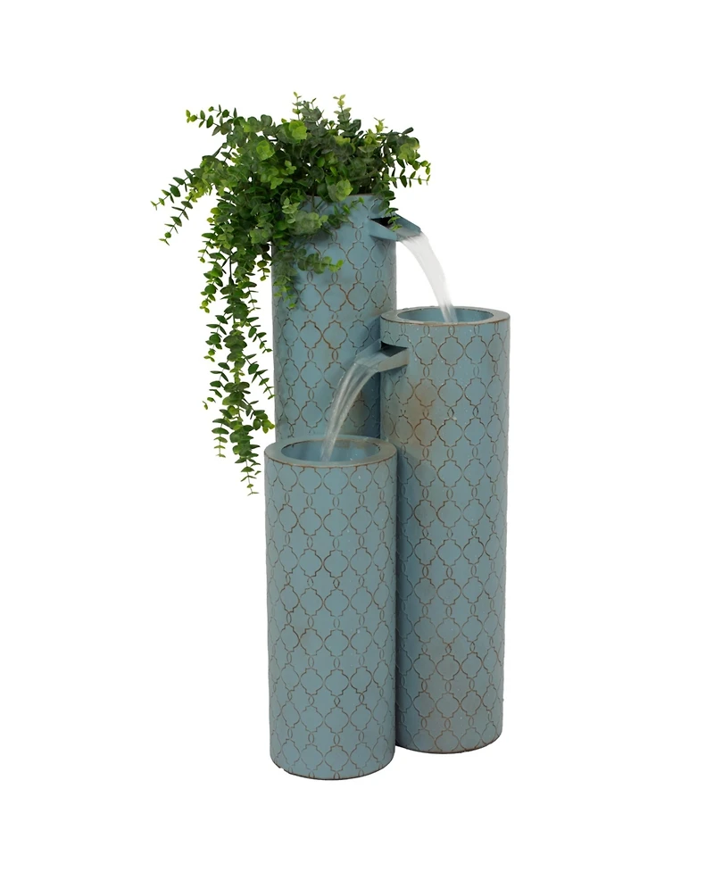 Moroccan Trellis 3-Column Modern Outdoor Water Fountain - 27.5"