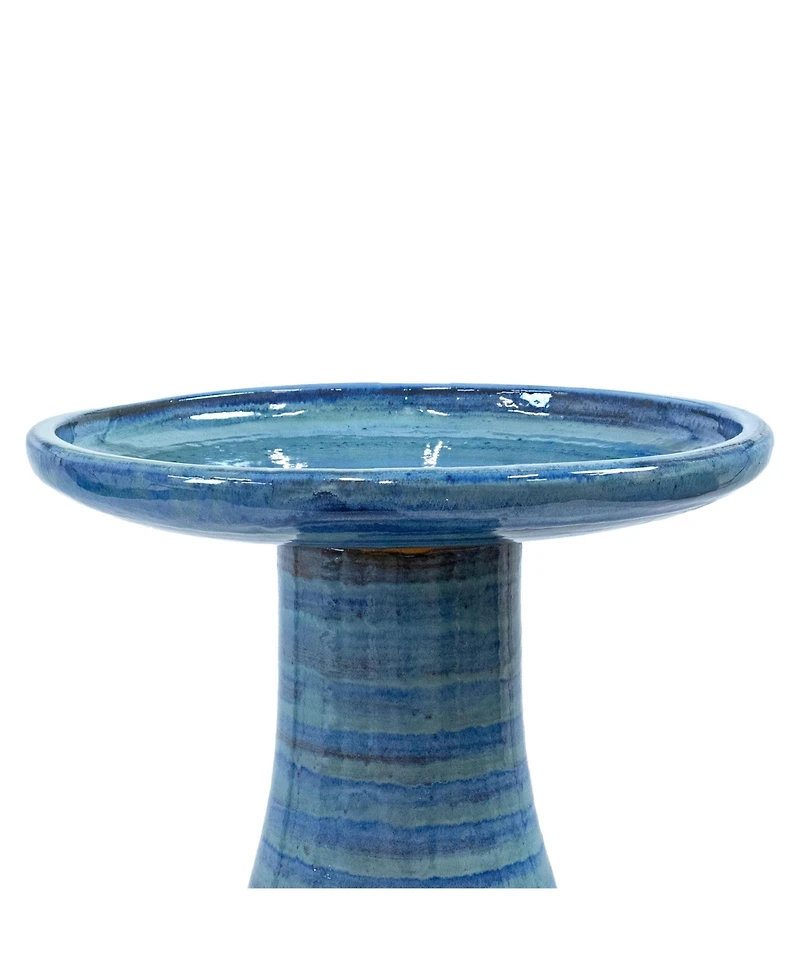 Outdoor Weather-Resistant Garden Patio Simply Elegant High-Fired Smooth Ceramic Hand-Painted Bird Bath