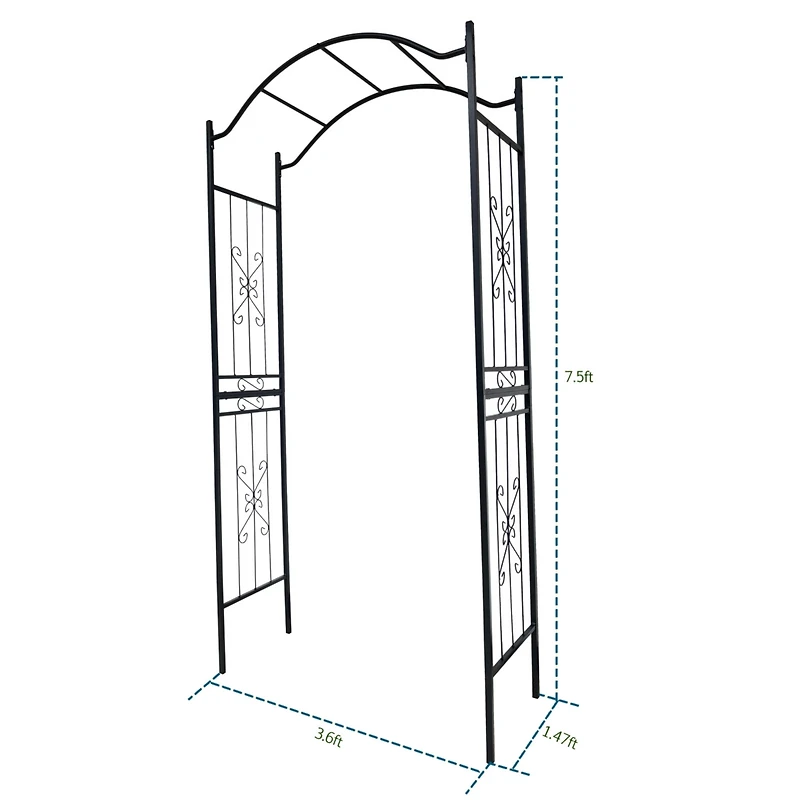 Streamdale Black Metal Garden Arch (3.6' x 1.5' x 7.5')