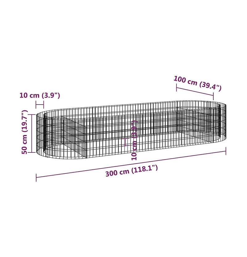 Gabion Raised Bed Galvanized Iron 118.1"x39.4"x19.7"