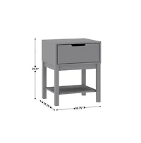 Samuel Kids Single-Drawer Night Stand With Solid Wood Frame, Side Table For Bedroom Open Shelf