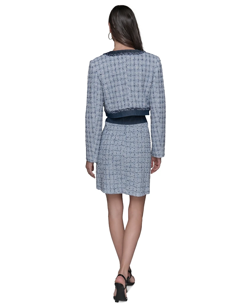 Karl Lagerfeld Paris Women's Contrast-Trim Tweed Cropped Jacket