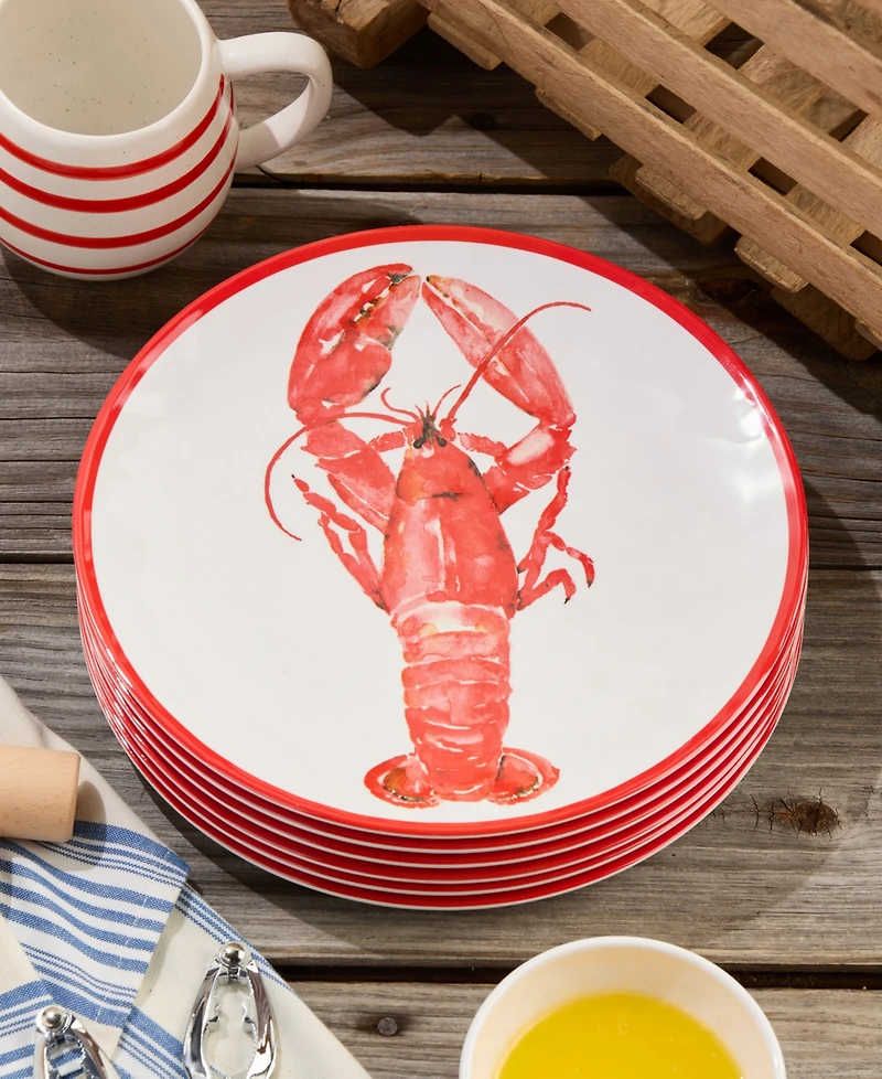 Certified International Beach House Lobster Melamine 6-Pc. Dinner Plates, Service For 6
