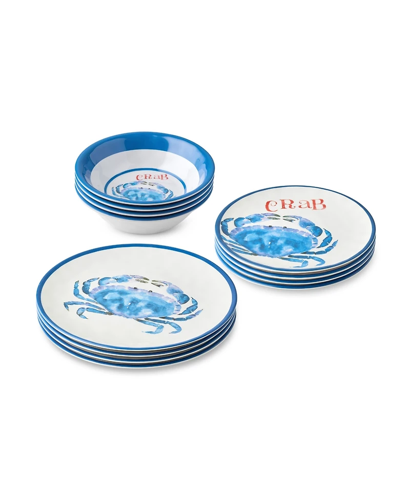 Certified International Beach House Crab Melamine 12-Pc. Dinnerware Set, Service For 4