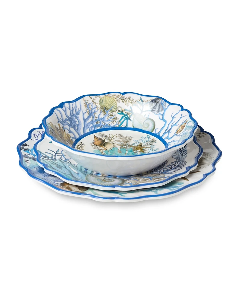 Certified International Blue Lagoon Melamine 12-Pc. Dinnerware Set, Service For 4