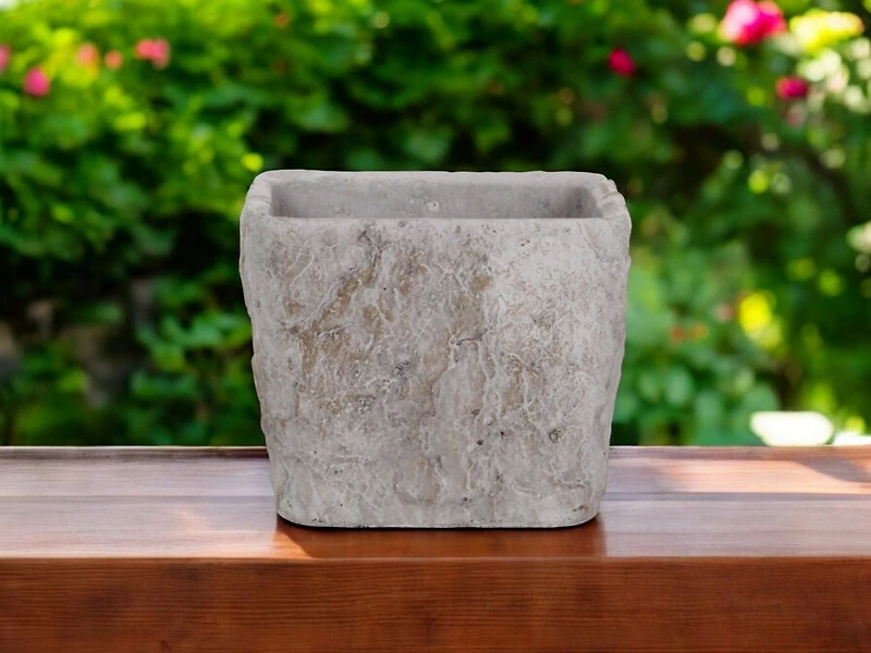 Modern Cement Pot Planter – Rectangular Indoor/Outdoor Garden Box with Speckle Glaze Finish