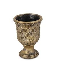 Textural Tone-On-Tone Cement Round Urn Planter – Elegant Pot for Outdoor & Indoor Spaces