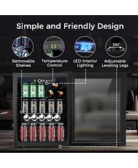 Cowsar 24 Bottle Wine Cooler/Cabinet Beverage Refrigerator Small Mini Wine Cellar Beer Soda Clear Glass Door Bar Fridge Quiet Operation Compressor Adj