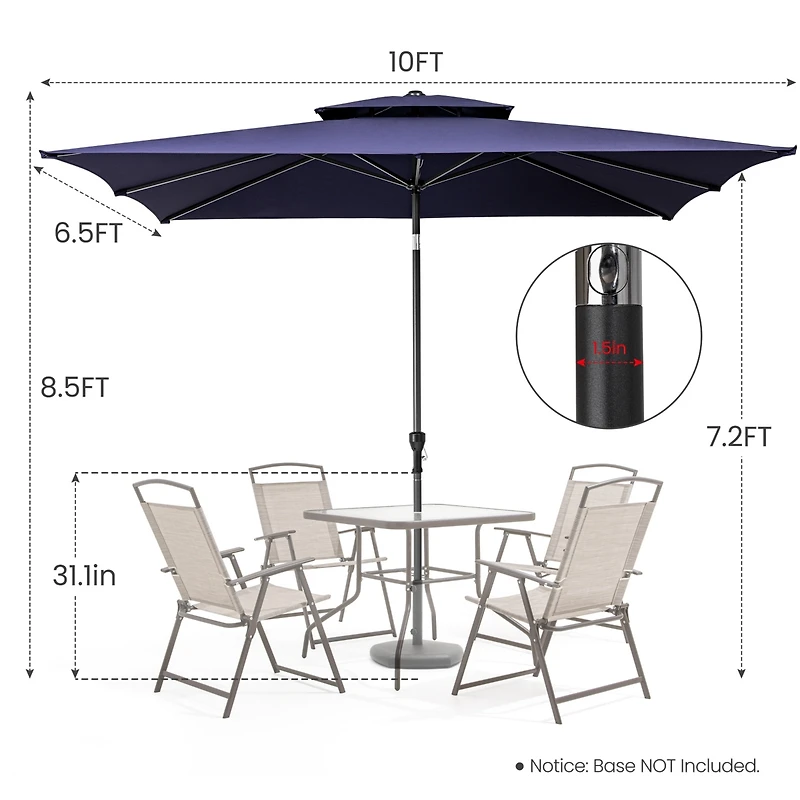 Rectangular Tilt Market Patio Umbrella with Stand – Outdoor Sun Shade for Garden