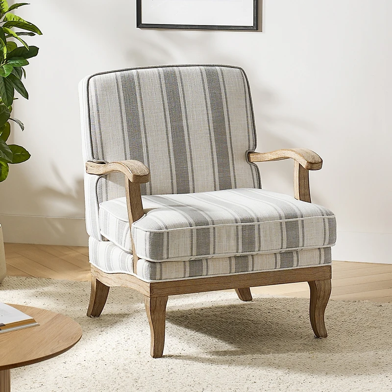 Rinaldo Farmhouse Armchair with Solid Wood Armrests