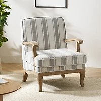 Rinaldo Farmhouse Armchair with Solid Wood Armrests