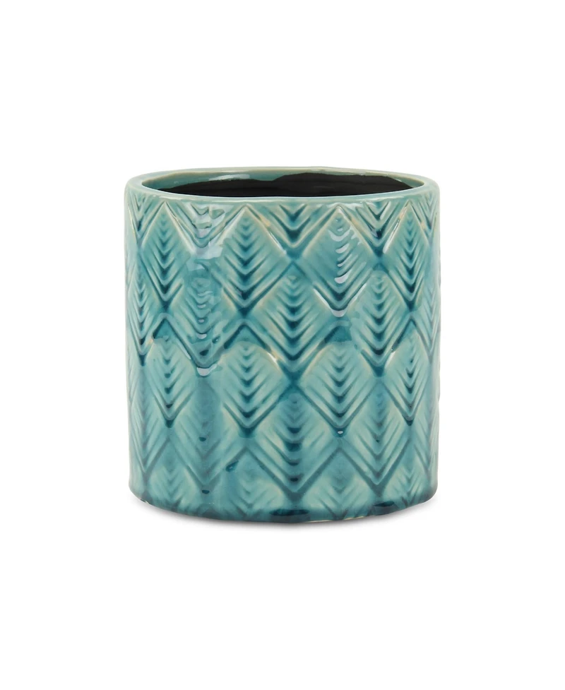 Ceramic Round Planter with Geometric Pattern – Versatile Pot for Home & Garden