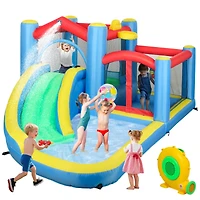 Qaba Inflatable Water Slide Bounce House w/ 550W Blower 12.6' x 9.5' x 5.9'
