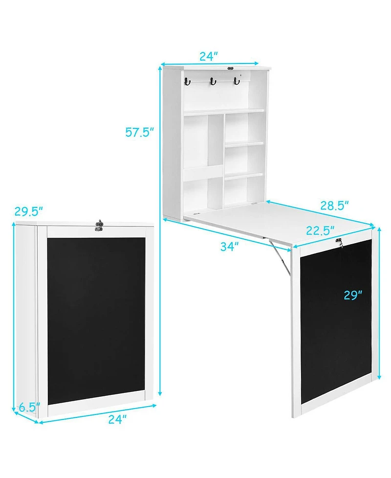 Convertible Wall Mounted Table with A Chalkboard