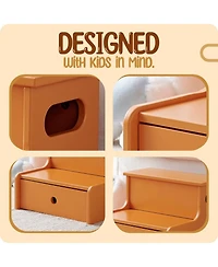Kings Brand Furniture Wooden Toddler Step Stool for Kids with Storage Bedroom, Bathroom & Kitchen