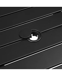 37" Black Square Metal Outdoor Dining Table with Umbrella Hole