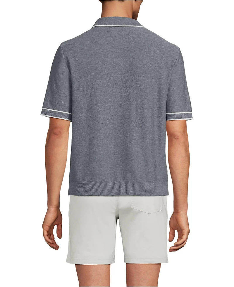 Lands' End Men's Short Sleeve Cooling Zip Sweater Polo