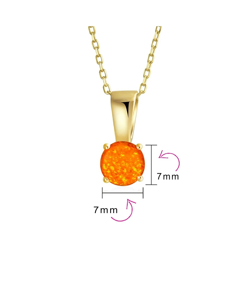 Bling Jewelry Classic 1CT Round iridescent Orange White Blue Solitaire Created Opal Pendant Necklace Rose Gold Plated .925 Sterling Silver