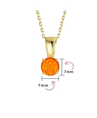 Bling Jewelry Classic 1CT Round iridescent Orange White Blue Solitaire Created Opal Pendant Necklace Rose Gold Plated .925 Sterling Silver