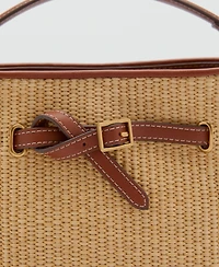 Mango Women's Buckle Detail Canvas Bucket Bag