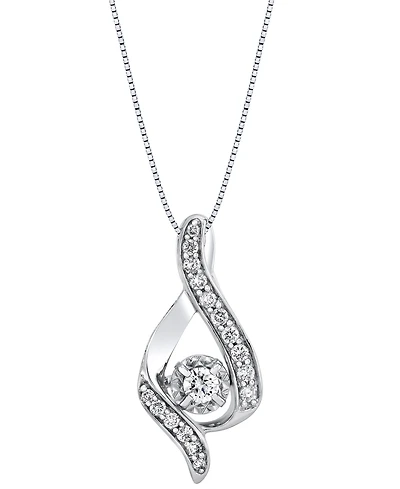 Diamond Ribbon Pendant Necklace (3/8 ct. t.w.) 14k White or Yellow Gold