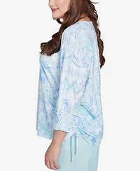 Alfred Dunner Plus St. Thomas Island Mint Paisley Ruched Side Top