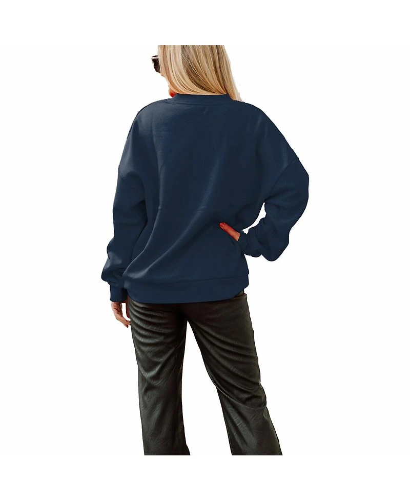 Gameday Couture Women's Navy Team Usa Glorious Horizons Drop Shoulder Pullover Sweatshirt