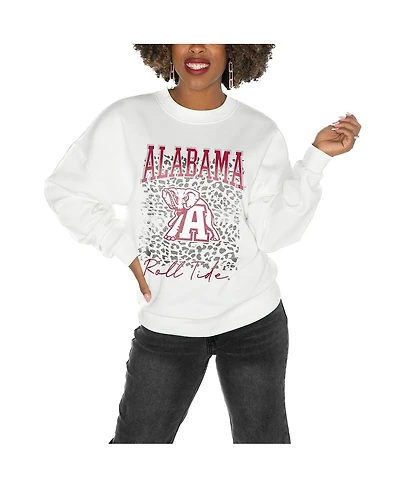 Gameday Couture Women's White Alabama Crimson Tide Drop Shoulder Fleece Pullover Sweatshirt