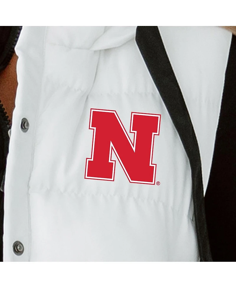 Gameday Couture Women's White Nebraska Huskers Hooded Full-Snap Puffer Vest