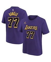 Jordan Big Boys and Girls Luka Doncic Purple Los Angeles Lakers Statement Edition Name Number T-Shirt