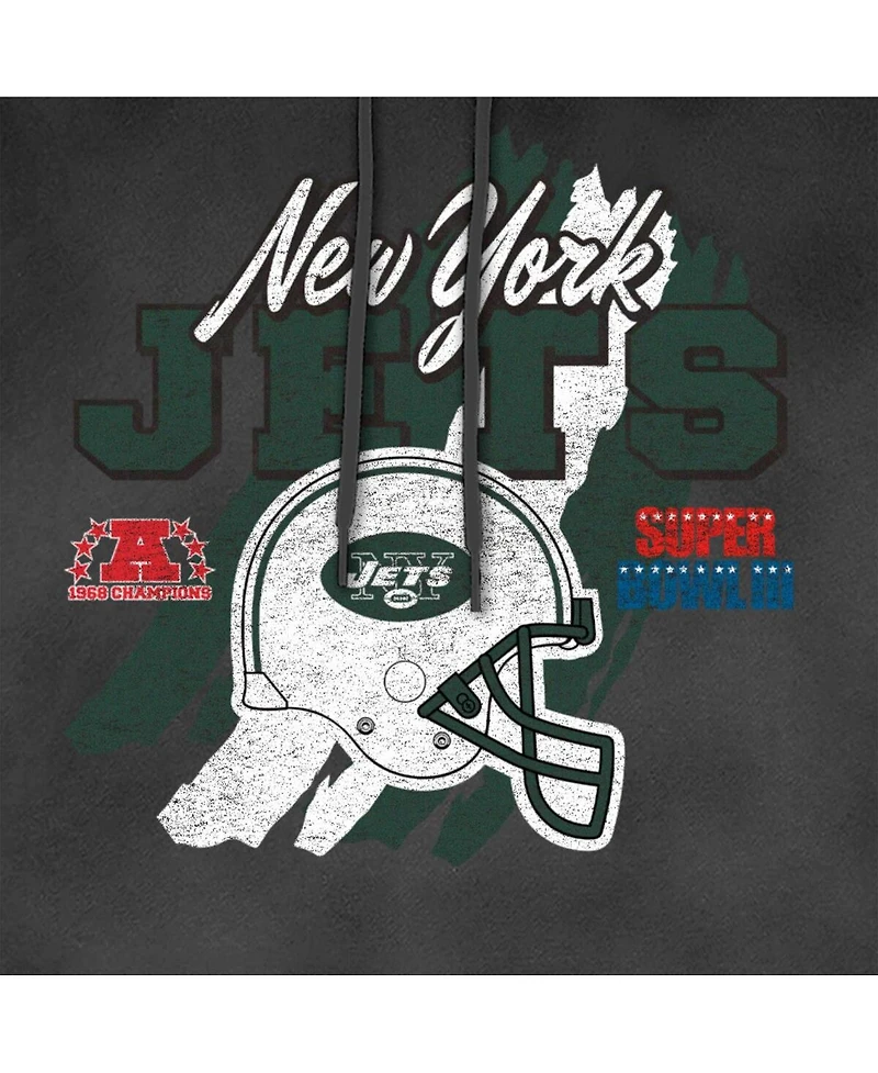New Era Men's Black York Jets Identity Helmet Enzyme Washed Pullover Hoodie