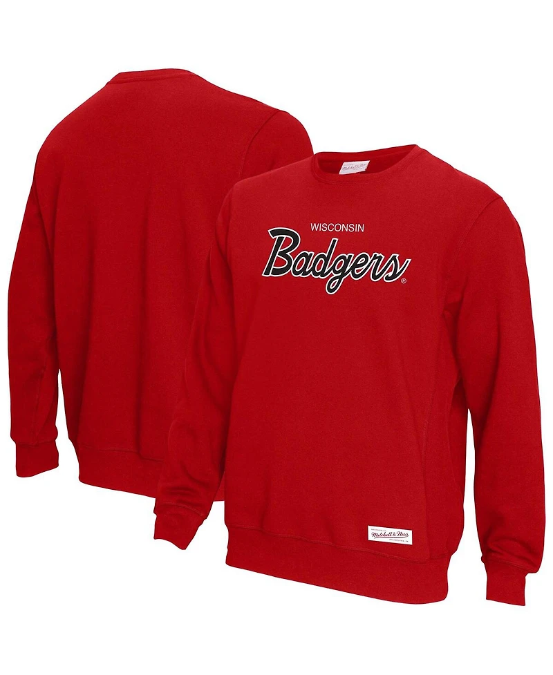 Mitchell & Ness Men's Red Wisconsin Badgers Elite Script Pullover Sweatshirt