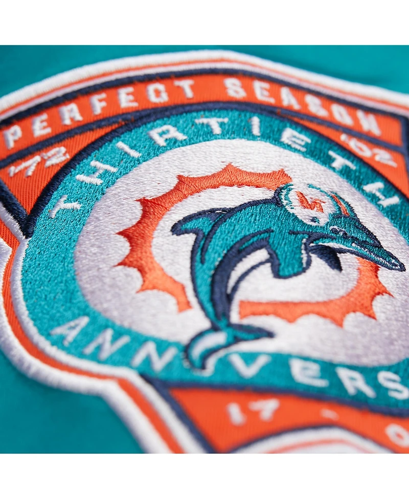 Mitchell & Ness Men's Aqua Miami Dolphins Double Down Satin Full-Snap Jacket