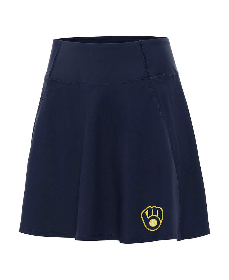Antigua Women's Navy Milwaukee Brewers Chip Skort