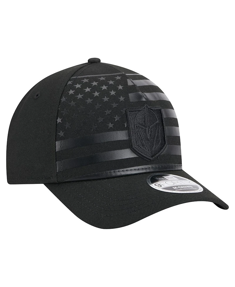 New Era Men's Black Vegas Golden Knights Game Day Stealth Flag 9FORTY A-Frame Adjustable Hat