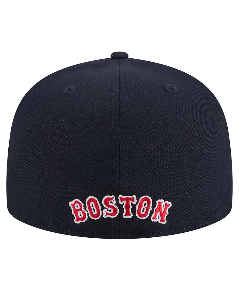 New Era Men's Navy Boston Red Sox Overlap 59FIFTY Fitted Hat
