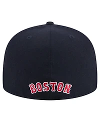New Era Men's Navy Boston Red Sox Overlap 59FIFTY Fitted Hat
