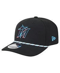 New Era Men's Black Miami Marlins Multi-Rope 9SEVENTY Stretch-Snap Hat