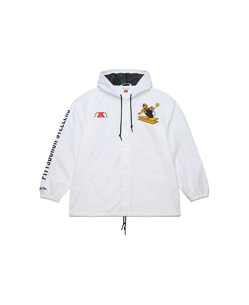 Mitchell & Ness Men's White Pittsburgh Steelers Vintage Logo Coaches Full-Snap Hoodie Jacket