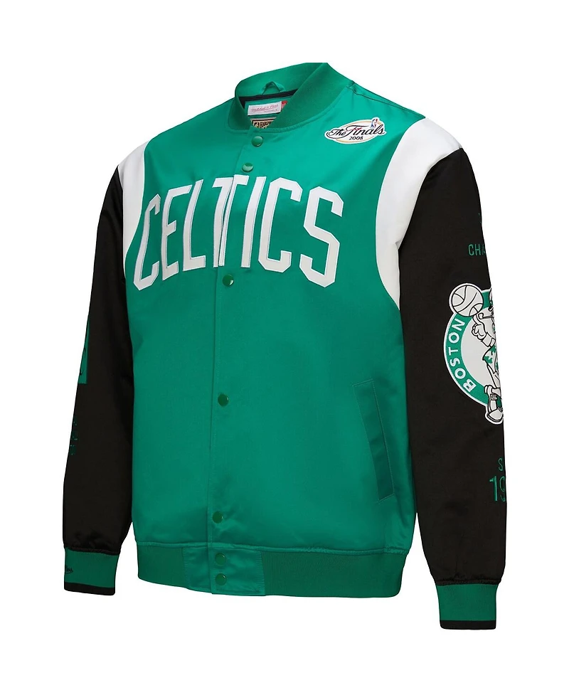 Mitchell & Ness Men's and Women's Kelly Green Boston Celtics Vintage Team Origins Satin Full-Snap Jacket